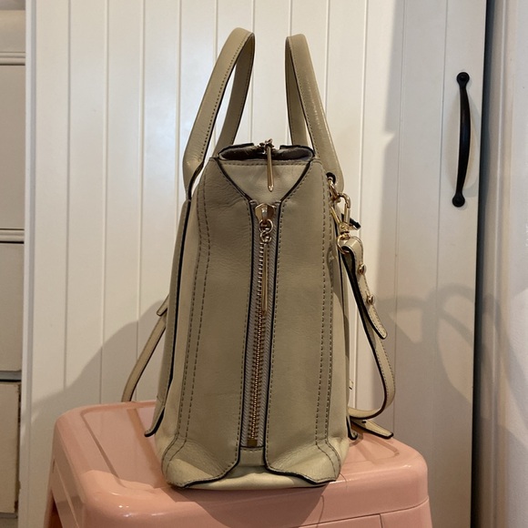 POUR LA VICTOIRE two tone 100% leather satchel with crossbody strap - Picture 5 of 16